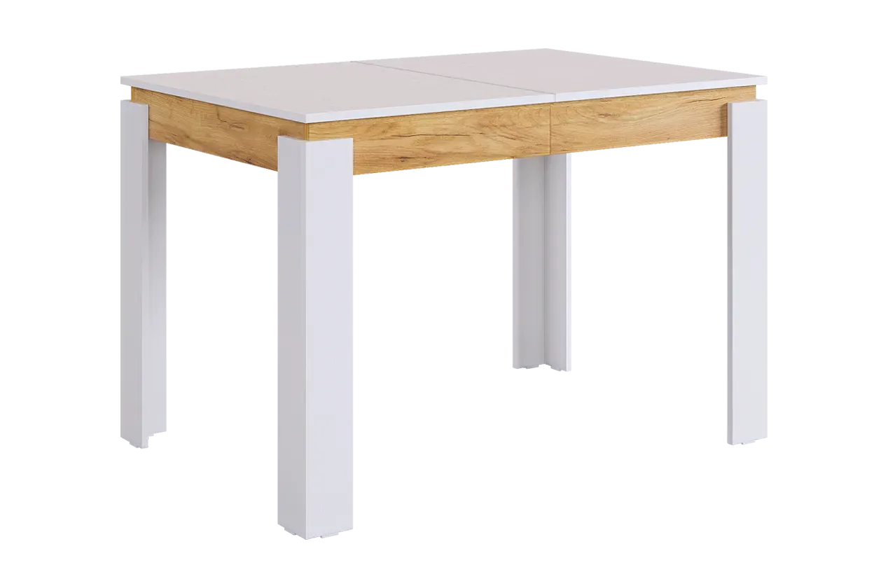 Стол обеденный раздвижной Гермес 2 белое дерево/дуб крафт золотой