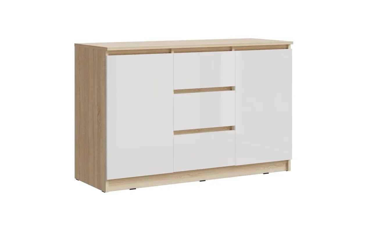 Комод Челси 2 двери 3 ящика (сонома/белый глянец)