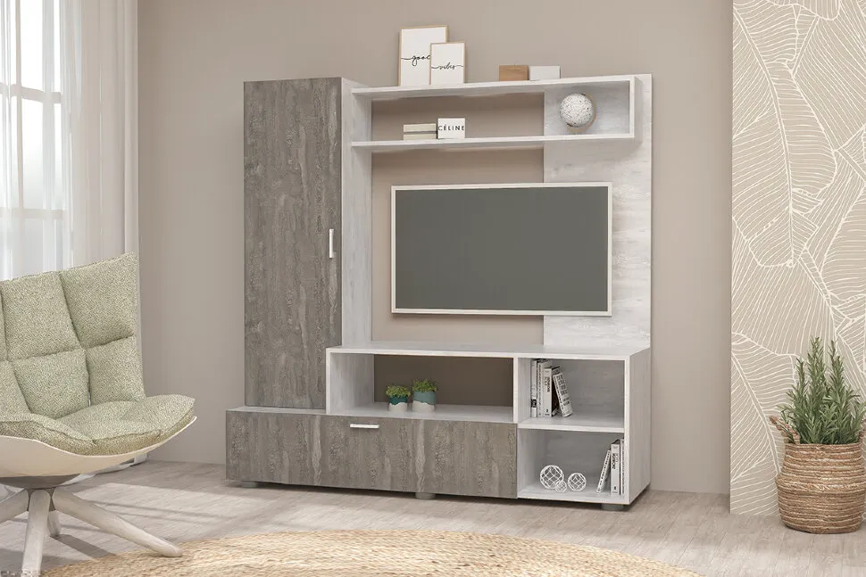 Гостиная Аллегро 8  Бетон светлый/Камень Темный