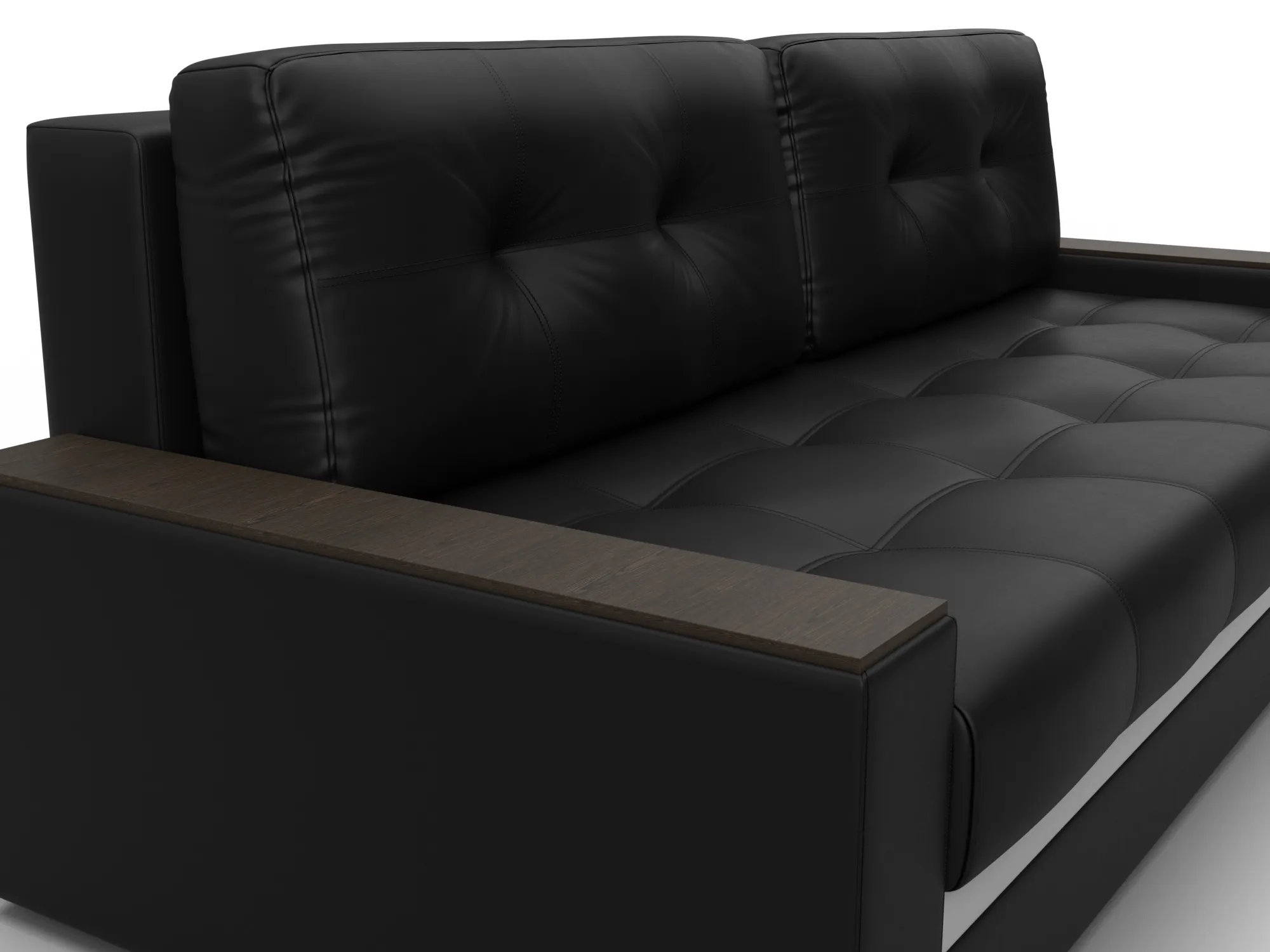 Диван прямой с декором Лига-096 НПБ ( Черный;Белый )