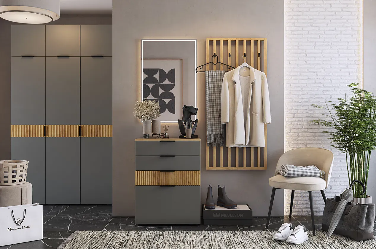 Прихожая Бери К7 дуб крафт золотой/графит