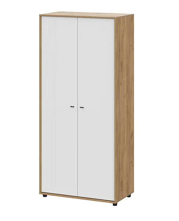 Шкаф двухстворчатый Милан Дуб Золотой/Белый Матовый