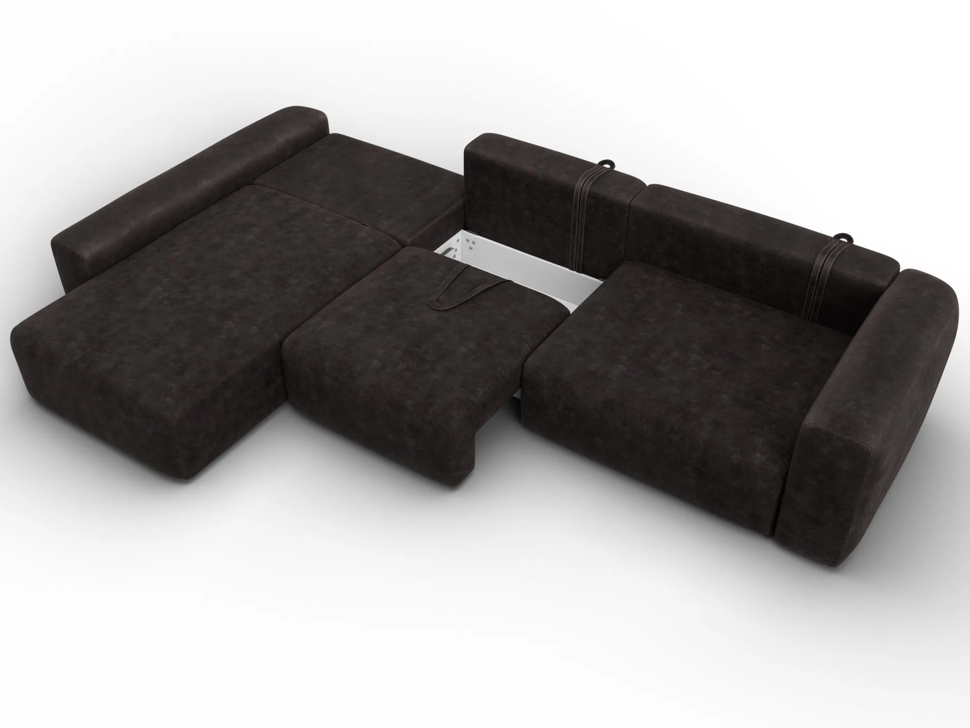 Диван угловой Лига-066 НПБ Лонг угол левый ( BRUT 17 коричневый )