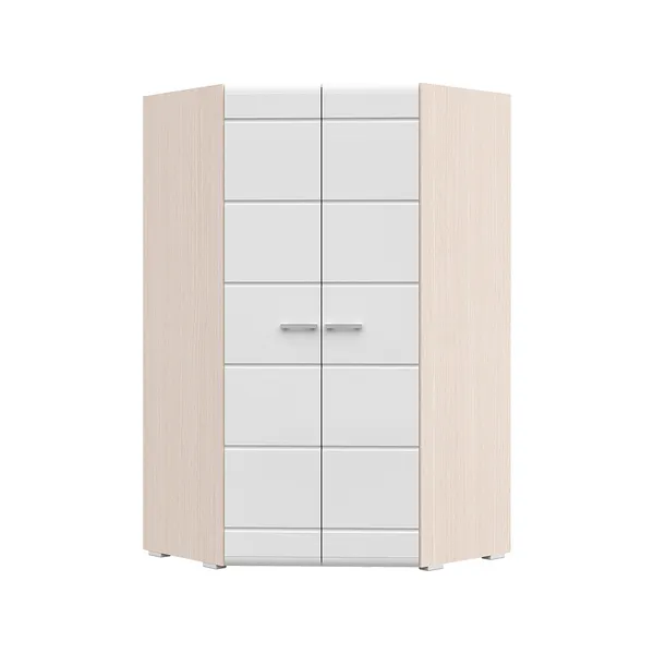 Шкаф угловой 2х ств Симба дуб белфорт - белый глянец