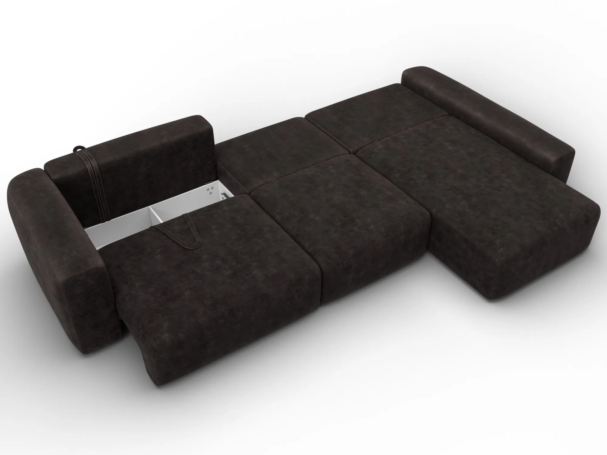 Диван угловой Лига-066 НПБ Лонг угол правый ( BRUT 17 коричневый )