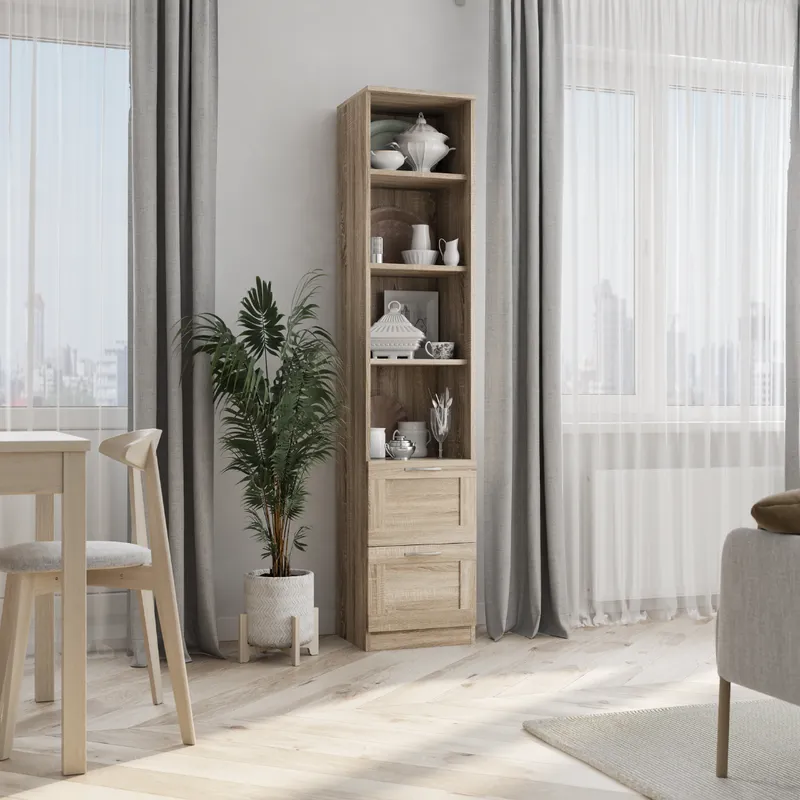 2.02.07.140.3 СИРИУС стеллаж 2 ящика 39х190 сонома RU