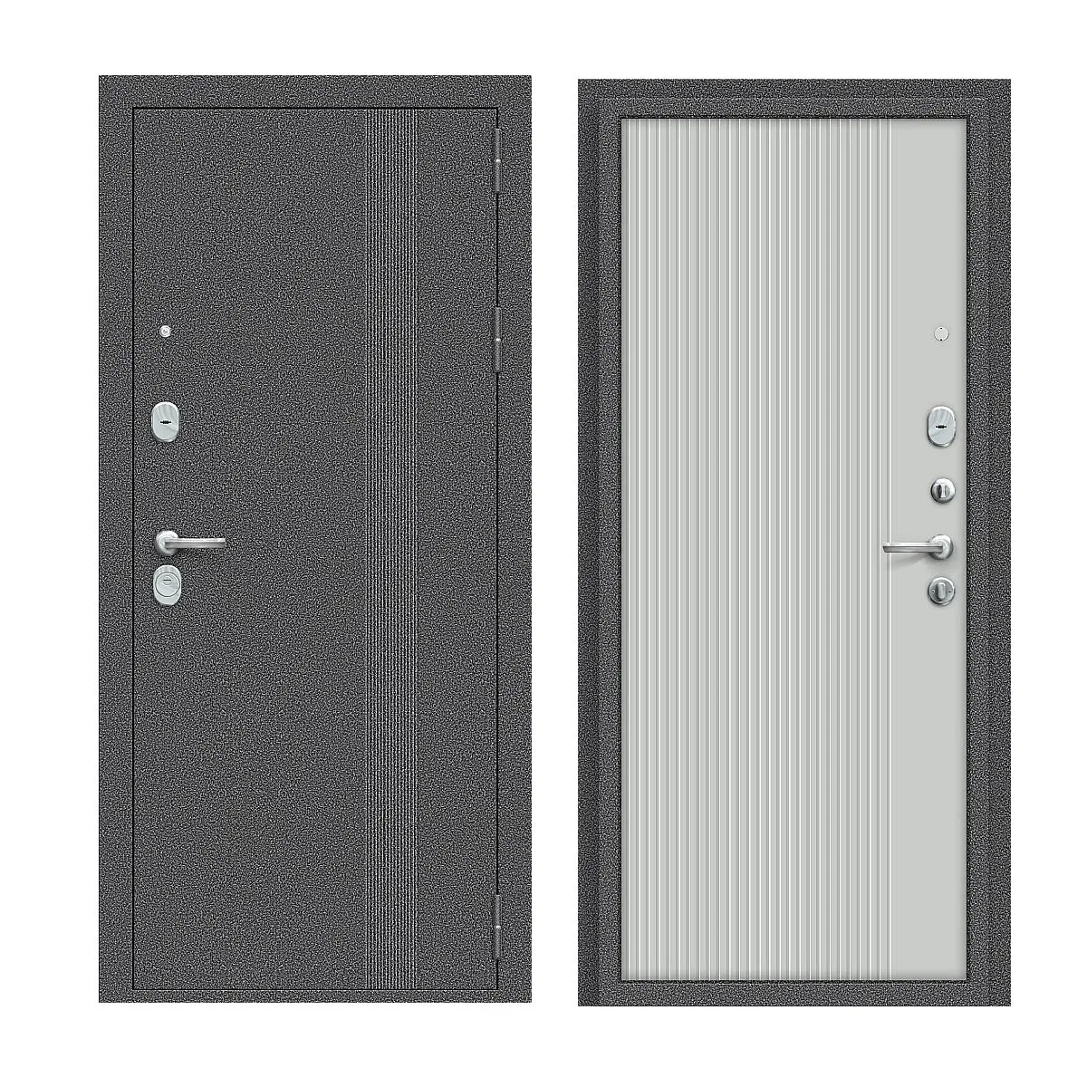 Входная металлическая дверь Тайга-9 Вертикаль Антик Серебряный/Серый