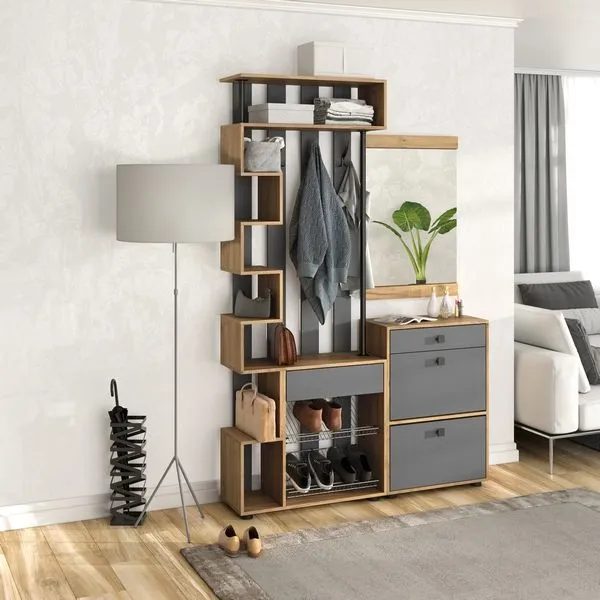 Прихожая Мини-Лайт Вариант 2 Дуб крафт золотой/графит ﻿