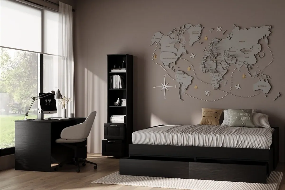 2.02.07.140.5 СИРИУС стеллаж 2 ящика 39х190 Дуб Венге RU