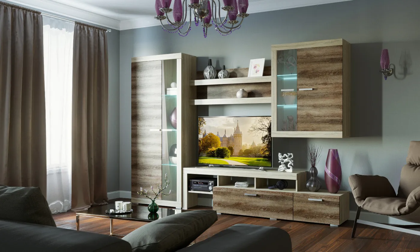 Гостиная Соната Композиция 3  Дуб Сонома - Дуб Сакраменто