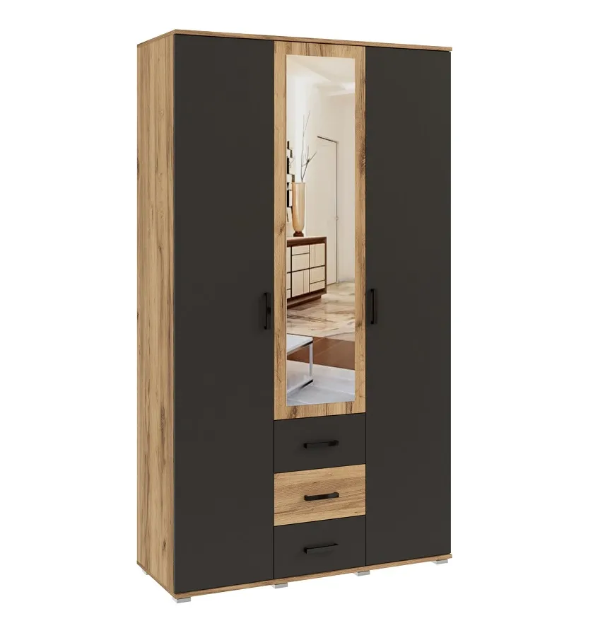 Шкаф Белла 3-х створчатый (дуб крафт/графит)