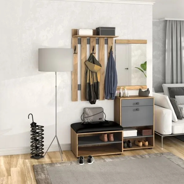 Прихожая Мини-Лайт Вариант 5 Дуб крафт золотой/графит