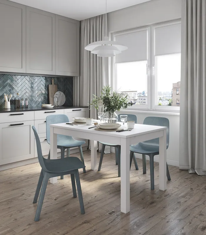 S00494 ВАРДИГ М стол обеденный 120(180)x74x80 шпон, ясень белый