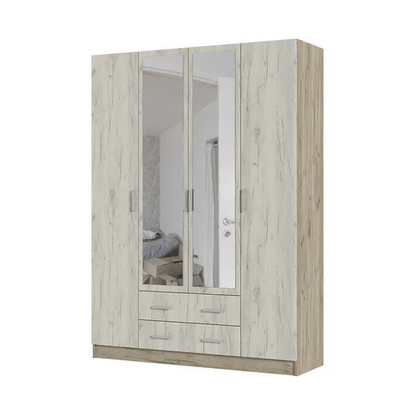 Шкаф 4х створчатый Гармония ШК-602М дуб крафт белый - дуб крафт серый