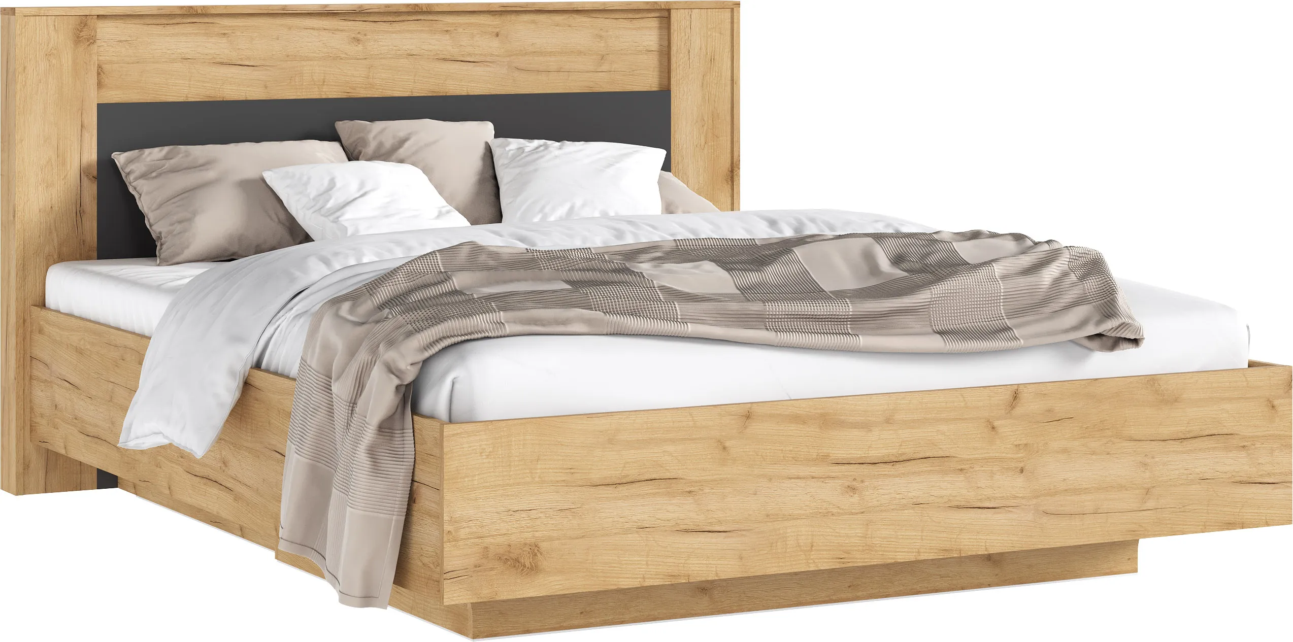 Остин Кровать парящая 1,6м с ПМ с подсветкой (Дуб Крафт/Графит, Дуб Крафт)