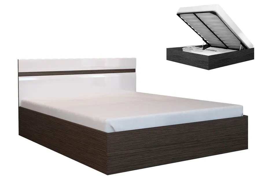 Кровать Ненси 1,6 с подъемным механизмом (венге/белый)