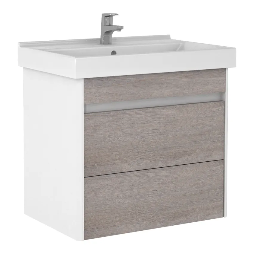 Тумба подвесная под умывальник "Fest 60" Uno с двумя ящиками В2 Домино