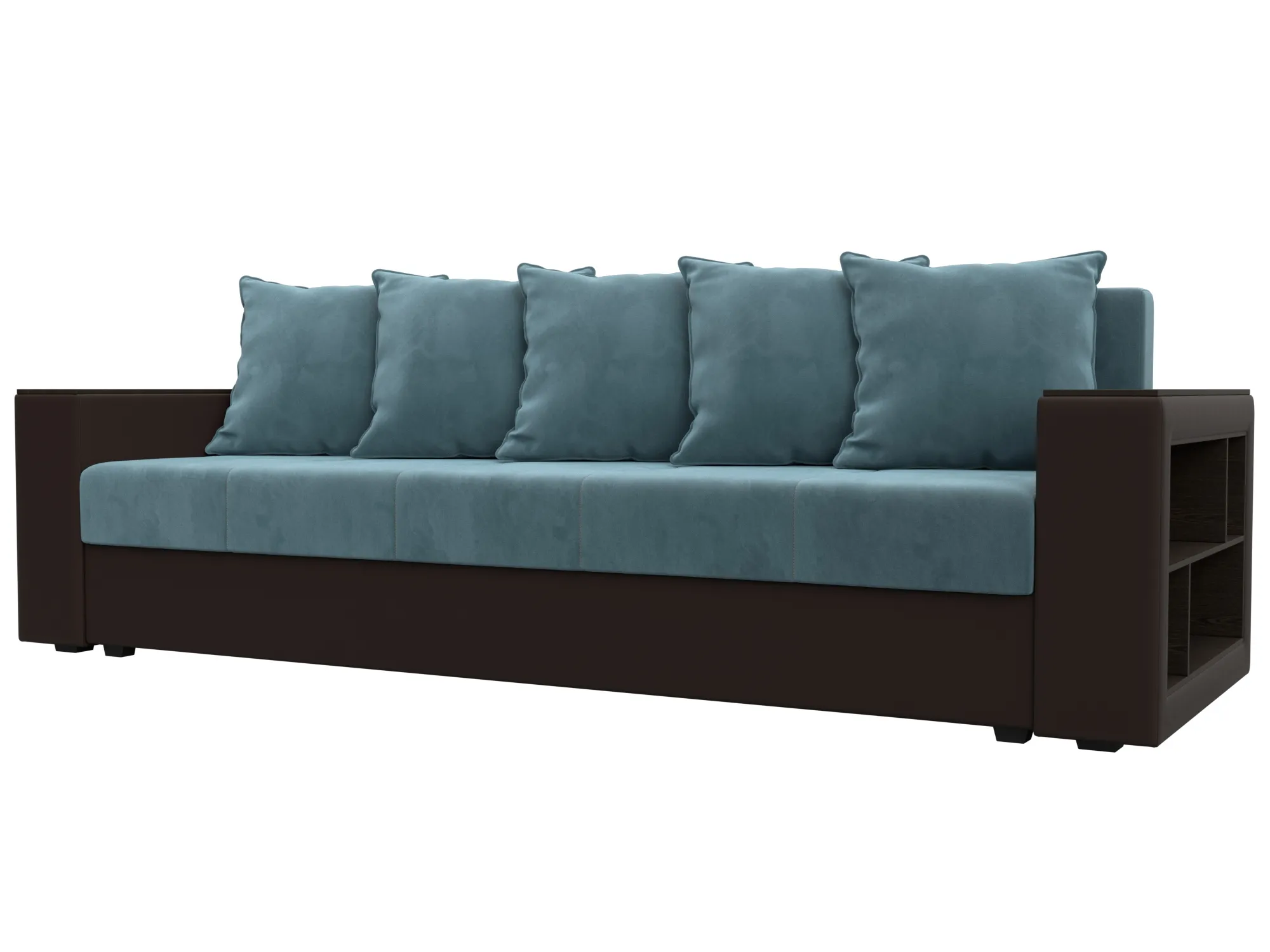 Диван прямой Дубай Лайт ( Бирюзовый\Коричневый )