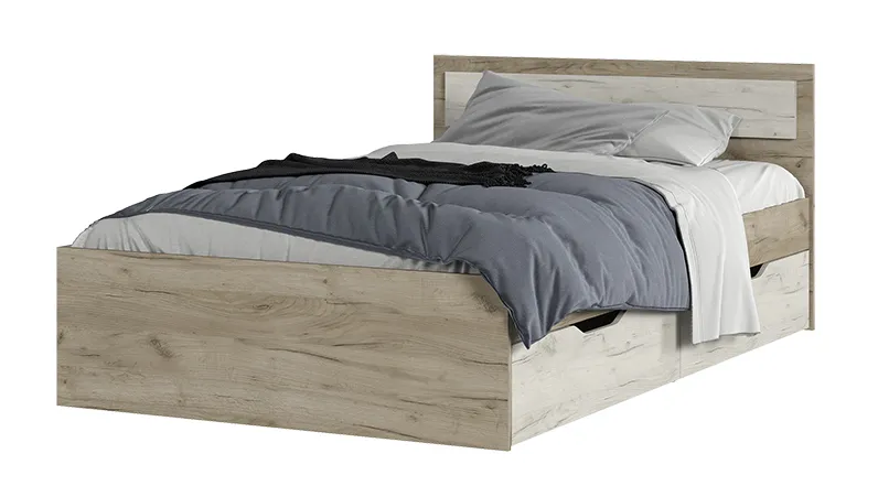 Кровать с ящиками Гармония 1,2 КР-606 дуб крафт белый - дуб крафт серый