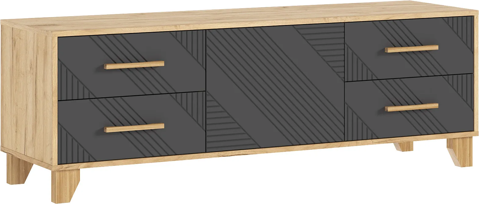 Ирис Тумба ТВ (1500) (Браш Графит, Дуб Крафт)