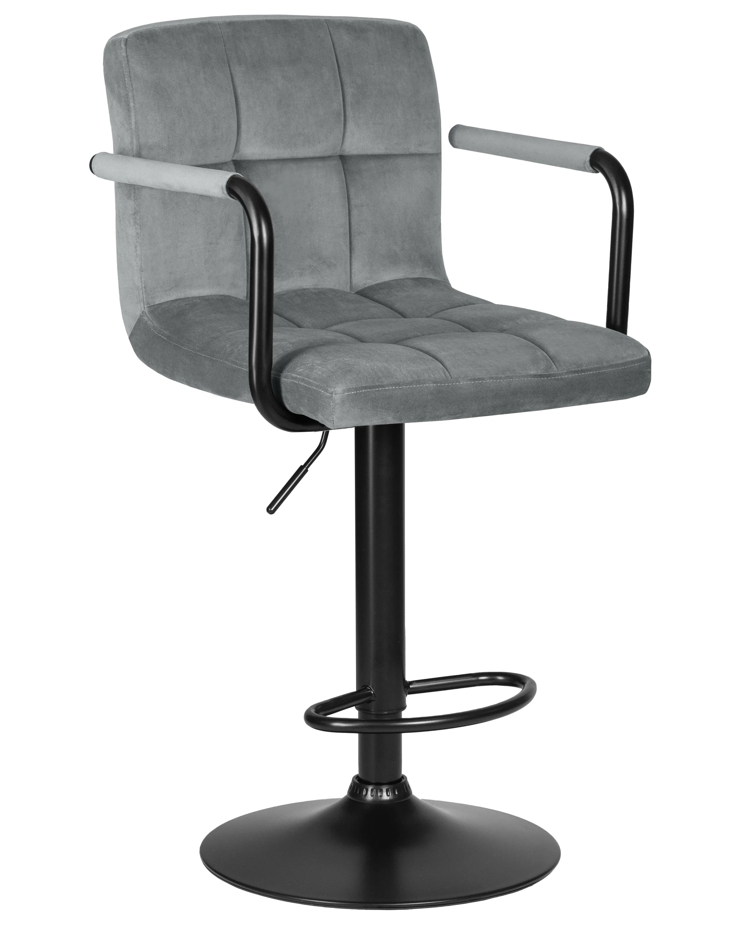 Стул барный DOBRIN KRUGER ARM BLACK (серый велюр (MJ9-75))