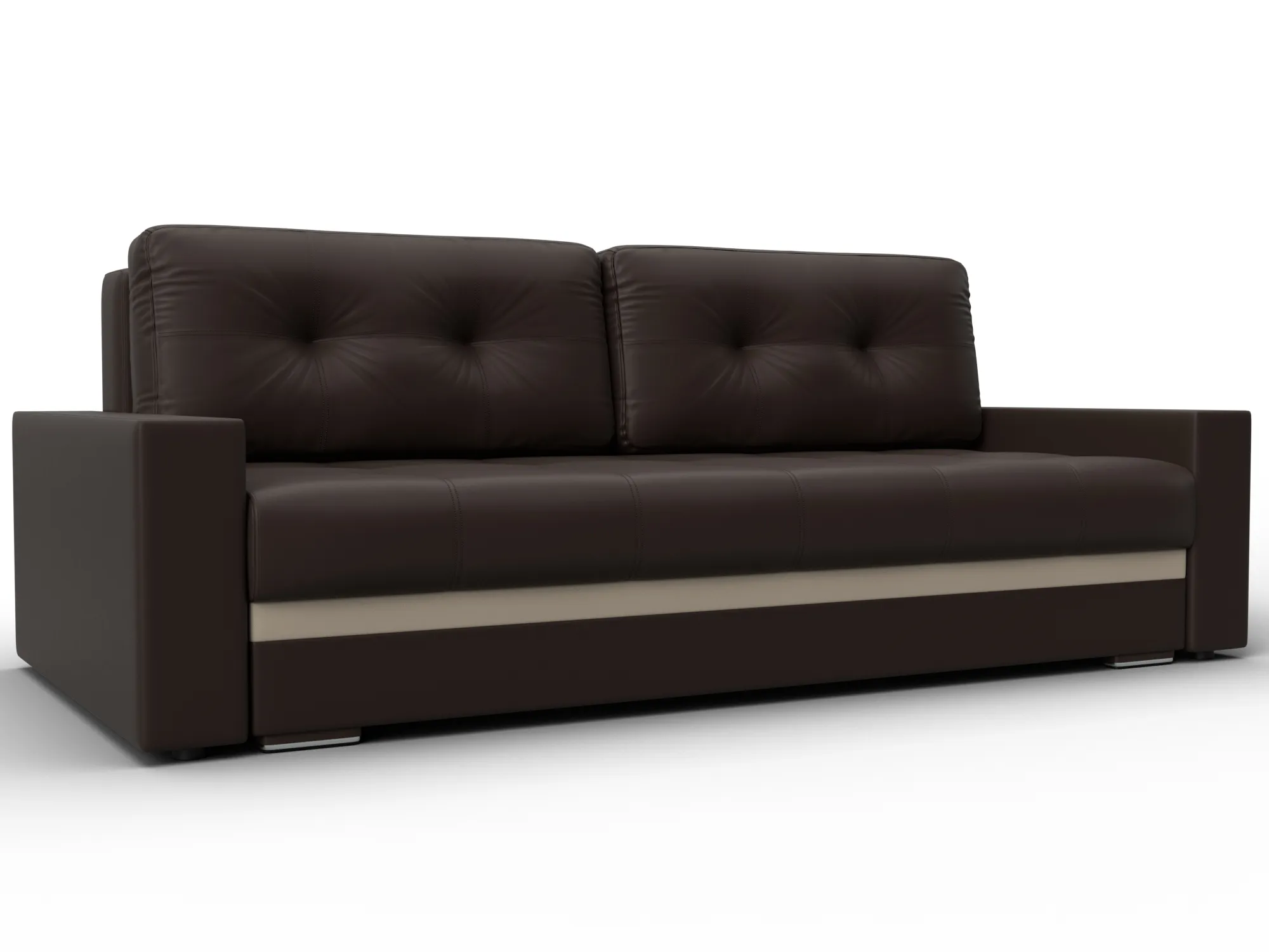 Диван прямой с декором Лига-096 НПБ ( Коричневый;Бежевый )