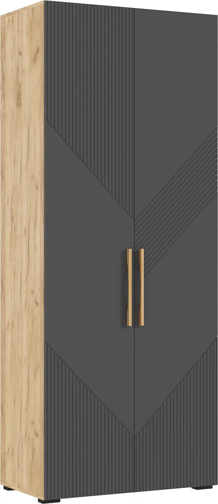  Ирис Шкаф 2-х ств.(900) (Браш Графит, Дуб Крафт)