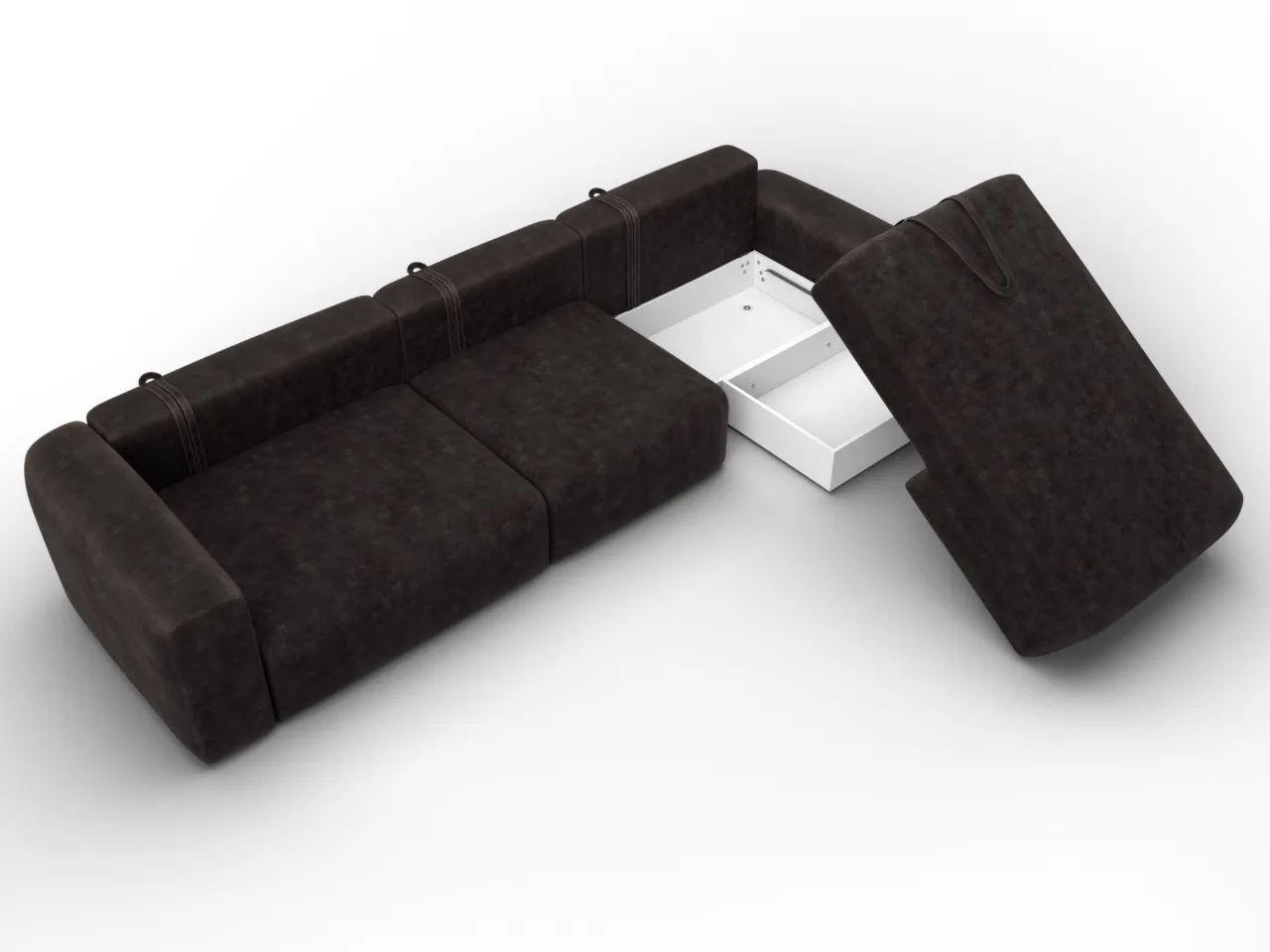 Диван угловой Лига-066 НПБ Лонг угол правый ( BRUT 17 коричневый )