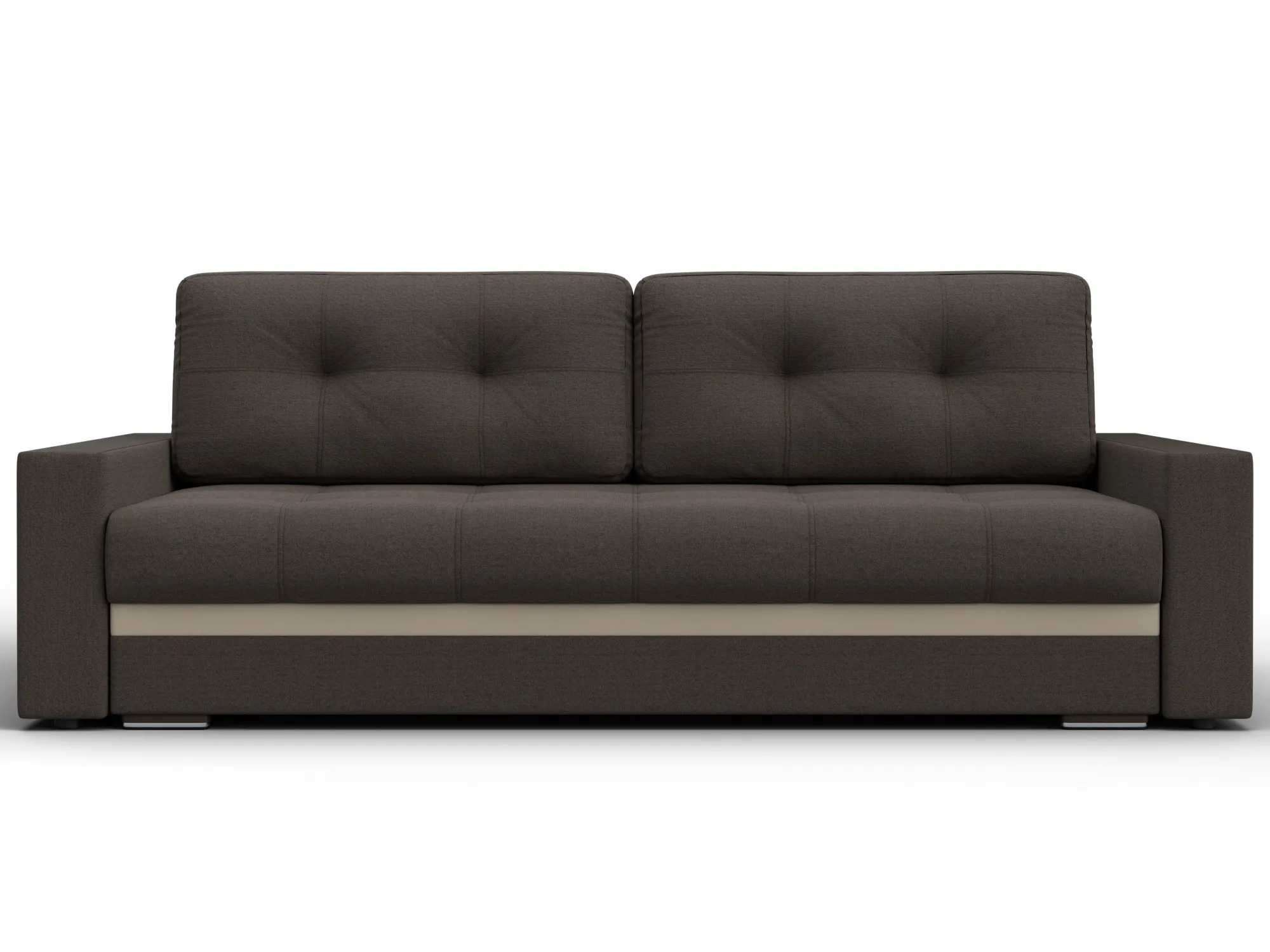 Диван прямой с декором Лига-096 НПБ ( Амур 05 коричневый;бежевый )