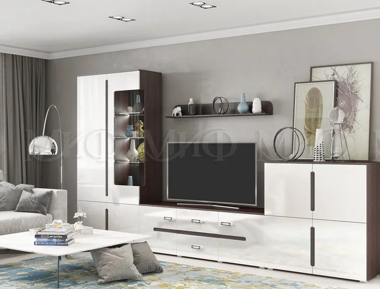 Гостиная Ким вариант №1 (венге/белый глянец)