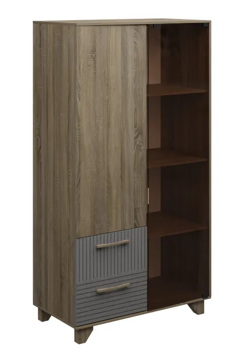 Стеллаж Копенгаген со стеклом (дуб самдал/серый графит)