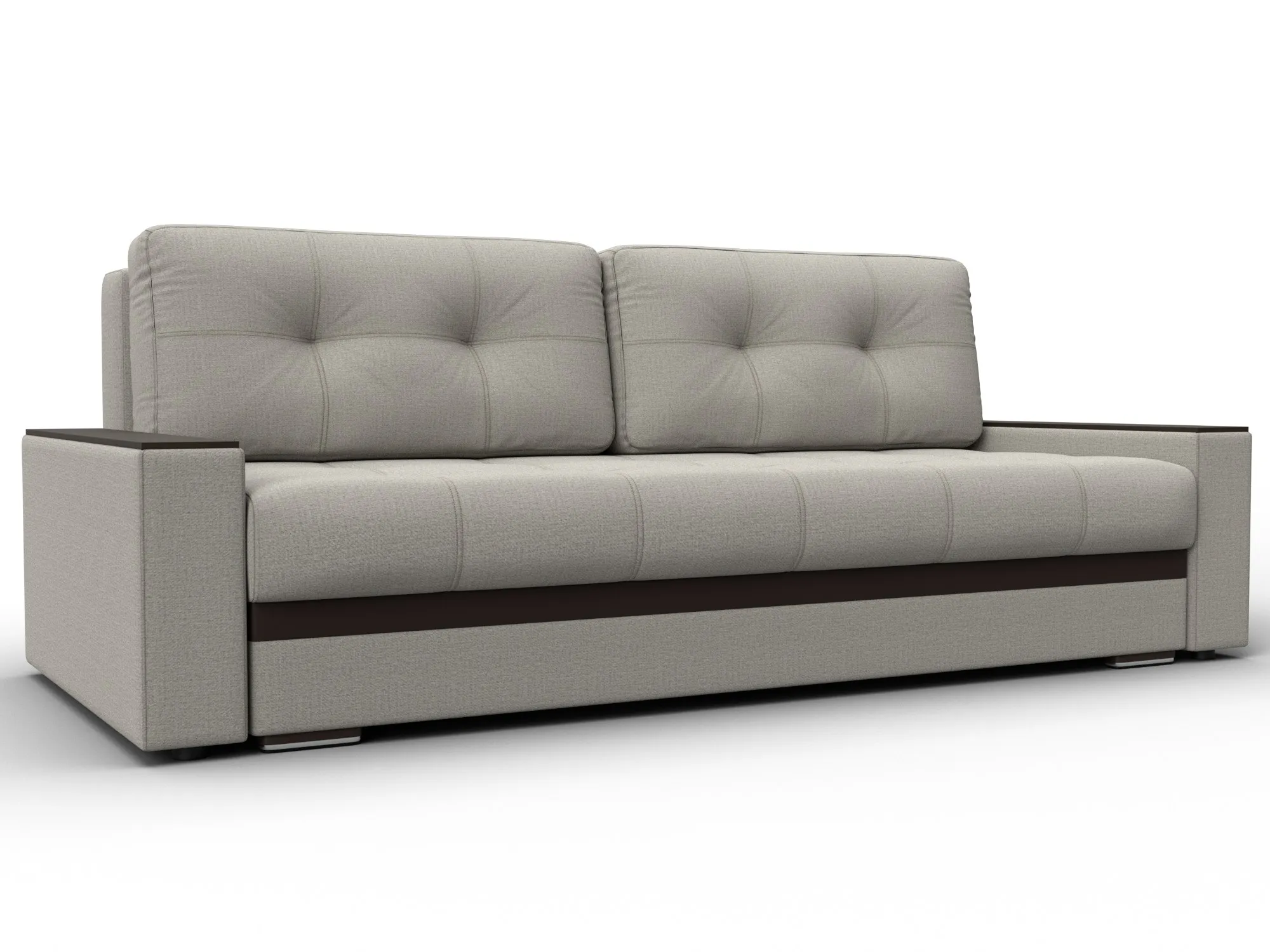 Диван прямой с декором Лига-096 НПБ ( Амур 02 Бежевый/Коричневый )