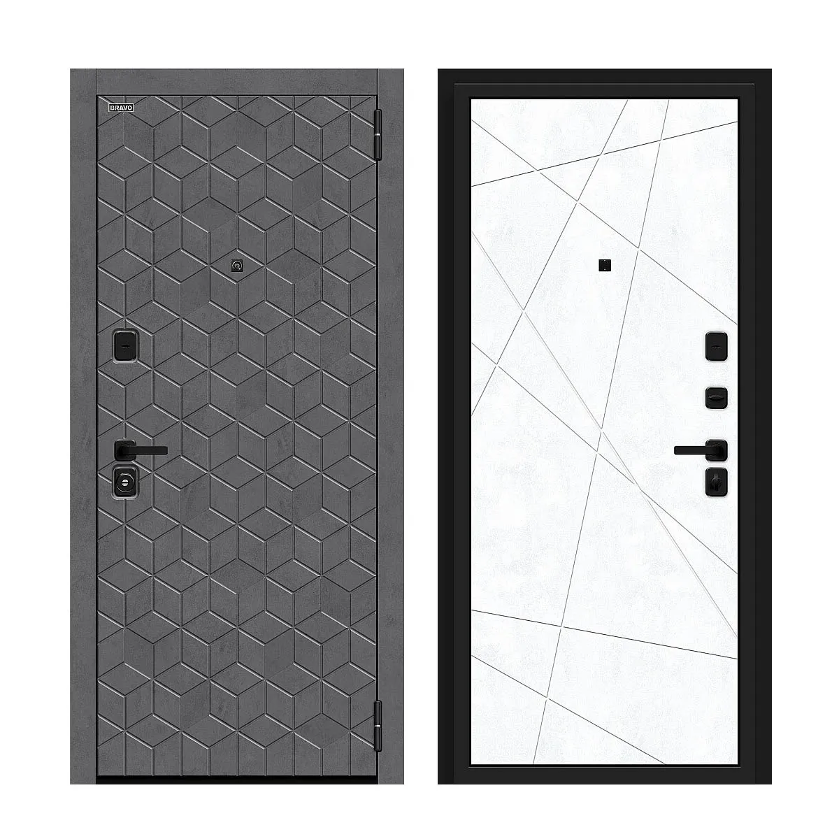 Входная металлическая дверь Кьюб (RBE)  Slate Art/Snow Art