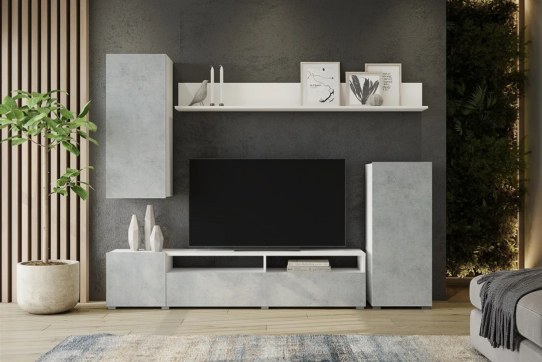 Гостиная Лира ЛДСП белый/бетон