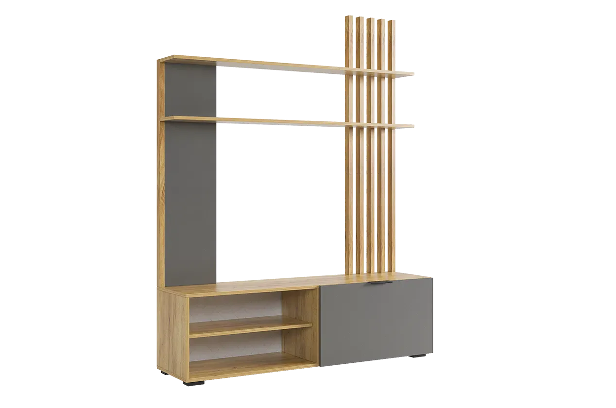 Стенка в гостиную Бери дуб крафт золотой/графит