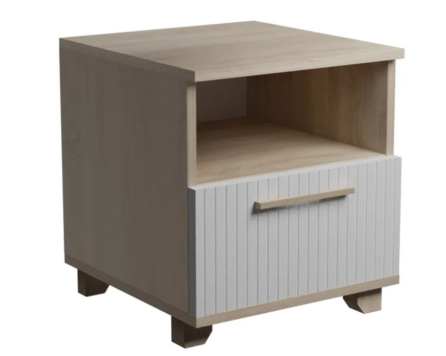 Тумба прикроватная Копенгаген с ящиком (дуб сонома/белый матовый)