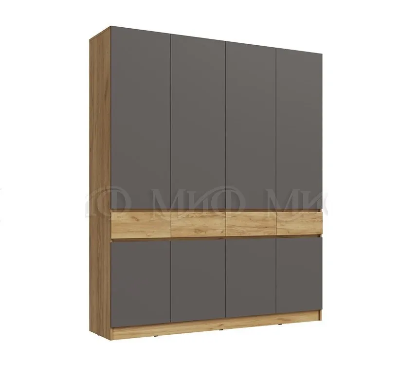 Шкаф Роджина 4-х створчатый (крафт золотой/графит)