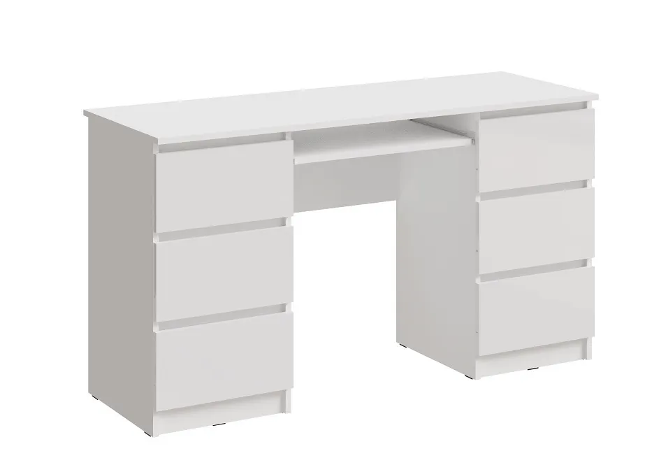 Стол компьютерный Челси 6 ящиков (белый)