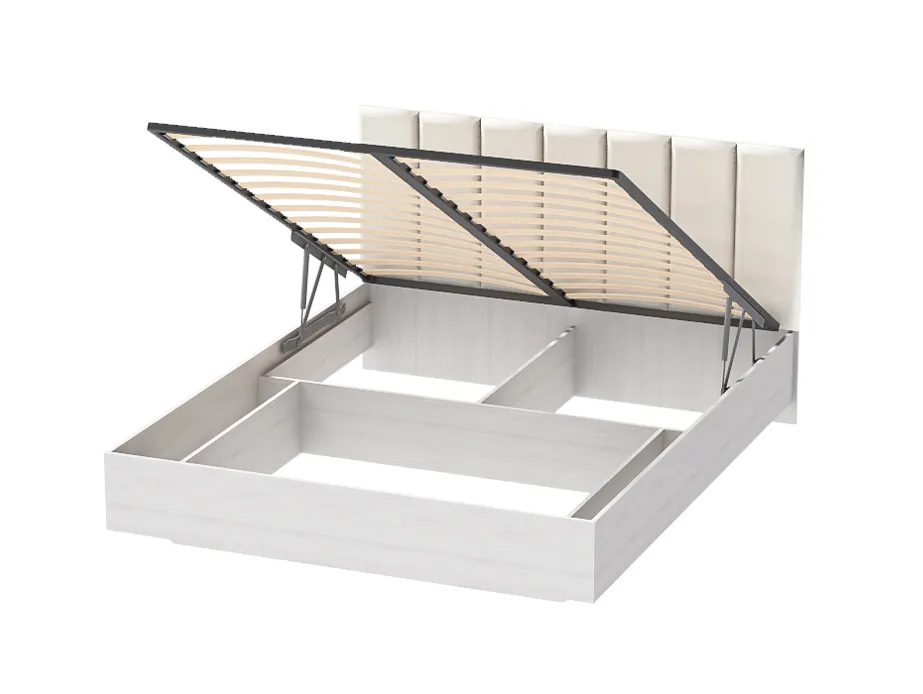 Кровать арт. 031 (Полосы) экокожа Sontex Milk (ПН) 1600x2000