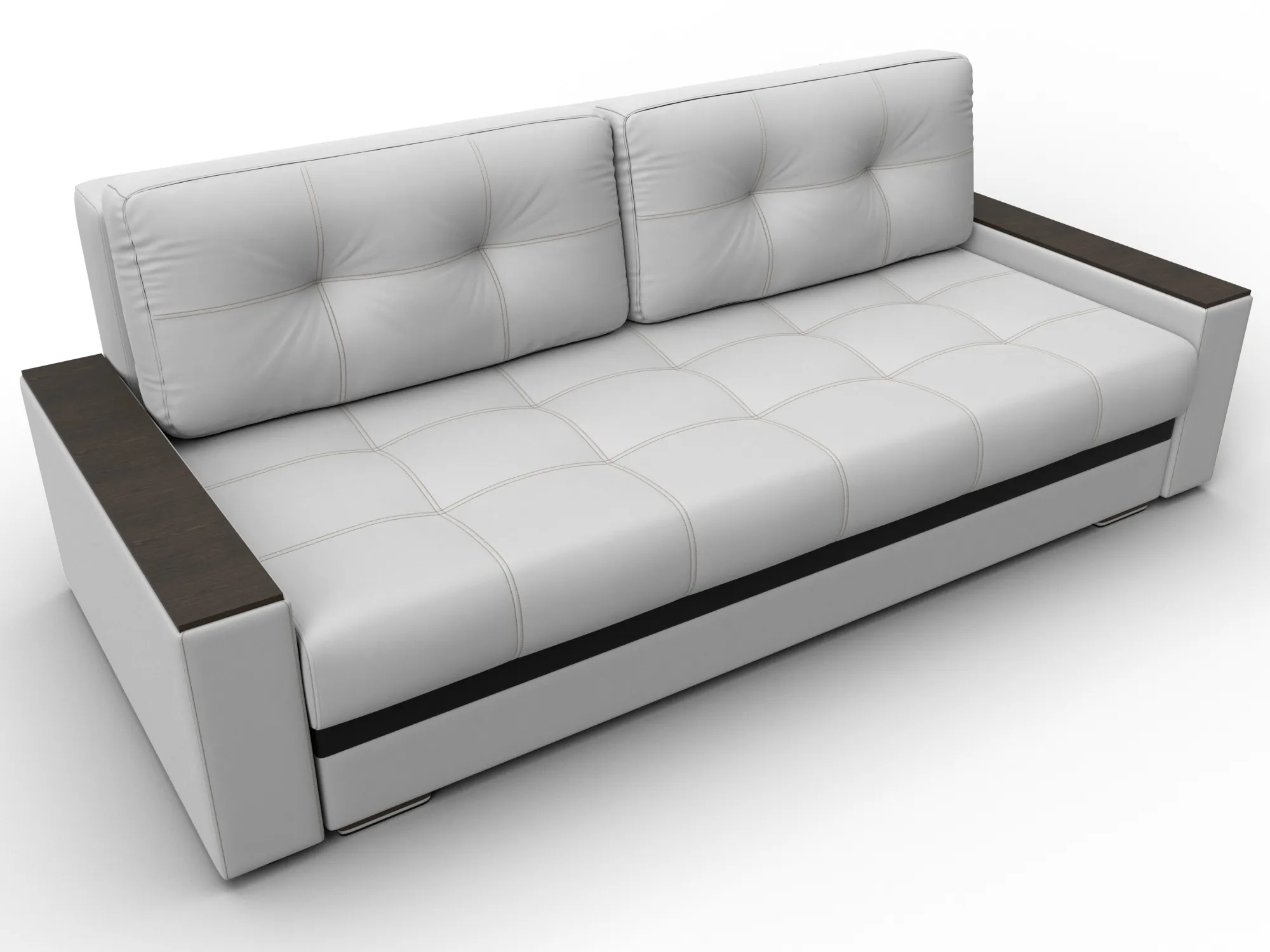 Диван прямой с декором Лига-096 НПБ ( Белый;Черный )