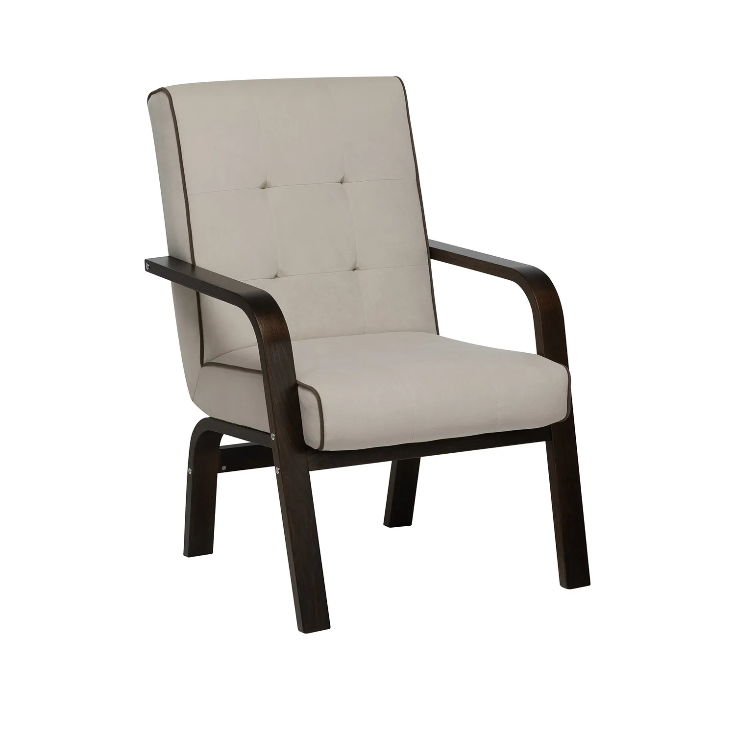 Кресло Leset Модена 2.0 (Орех текстура/Bingo 02 (бежевый), кант Bingo 07 (коричневый))