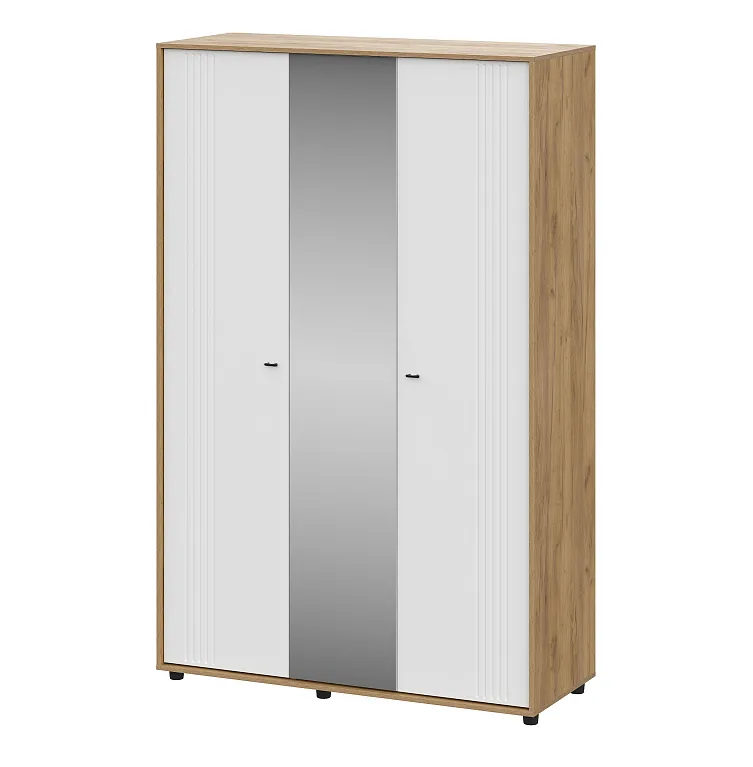 Шкаф трехстворчатый Милан  Дуб Золотой/Белый Матовый