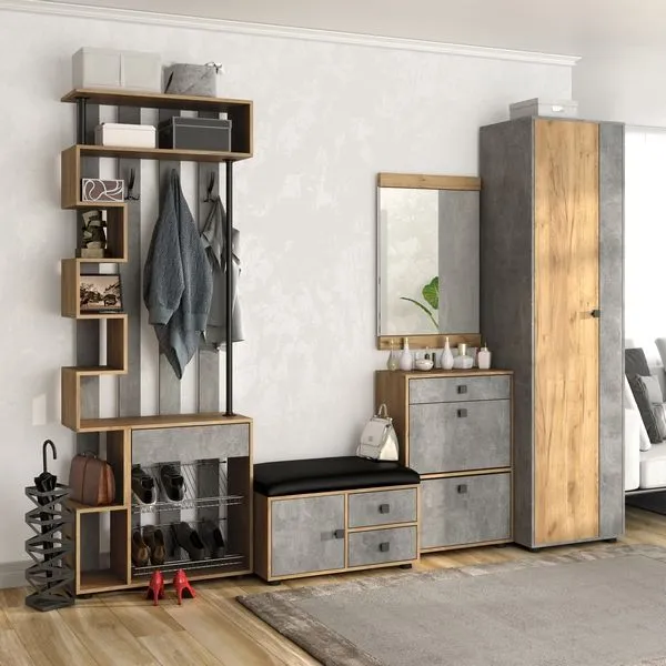 Прихожая Мини-Лайт Вариант 8 Дуб крафт золотой/ателье светлое