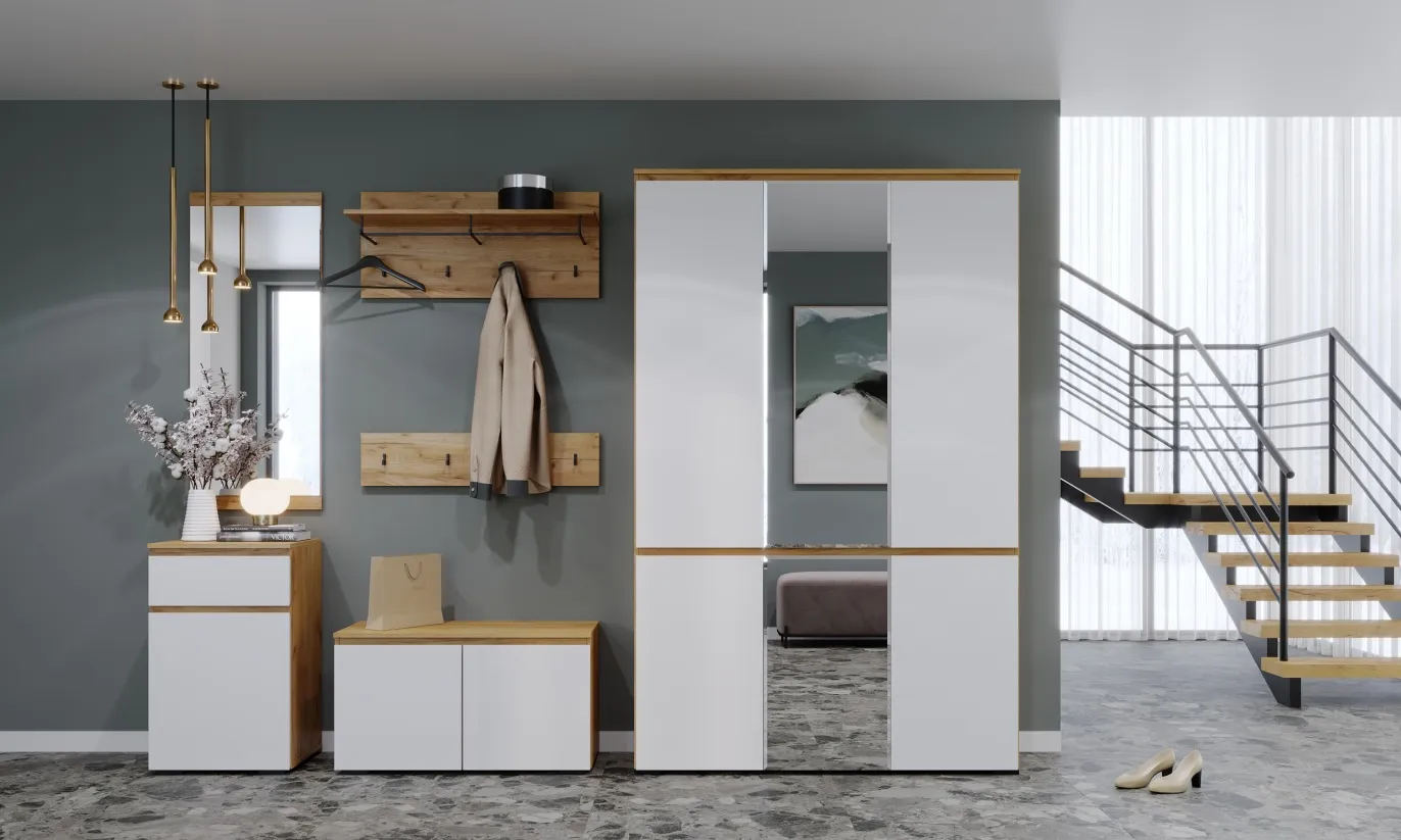 Прихожая ГРЕТТА   Дуб Крафт золотой - Белый №8