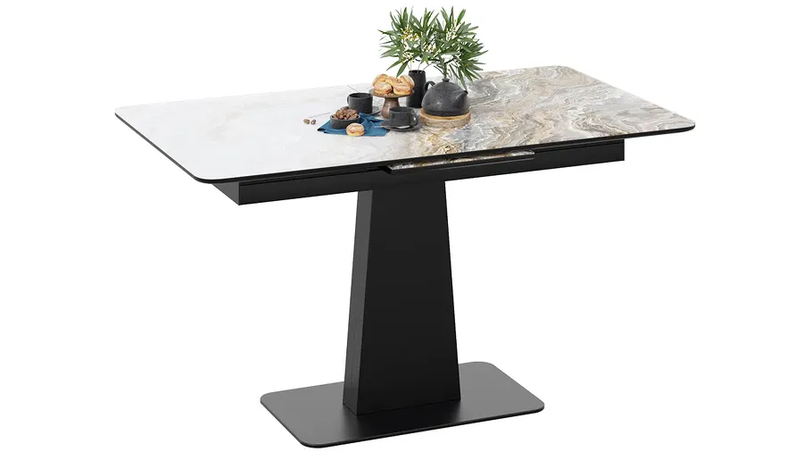 Стол обеденный Бридж Черный муар, Стекло глянцевое оникс