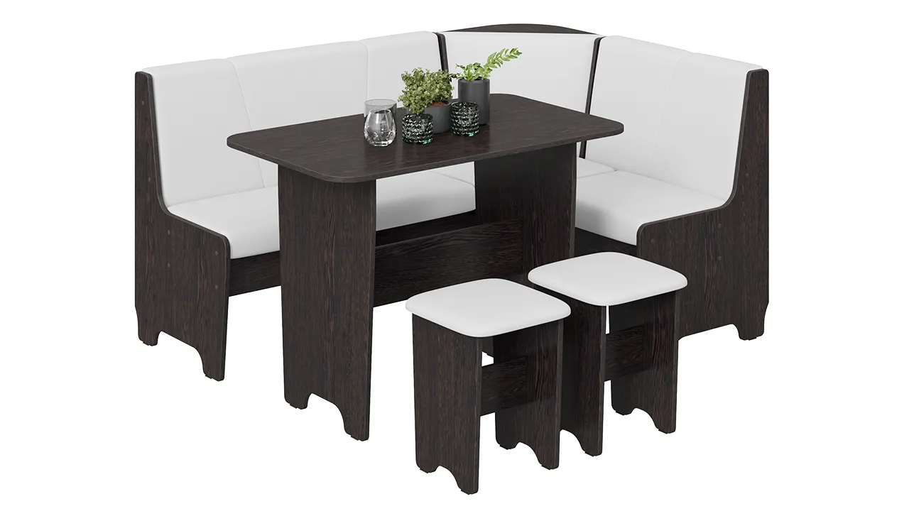 Кухонный уголок Техас Исп.1 Венге, Экокожа белая