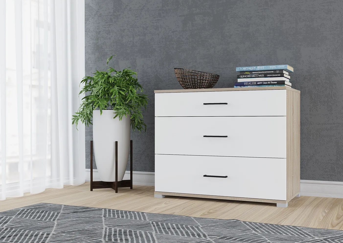 Комод VICTOR  сонома/белый