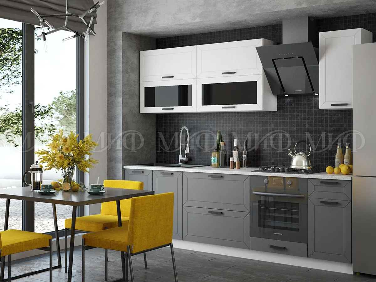 Кухня Монако 2,6 Белый софт/Графит софт