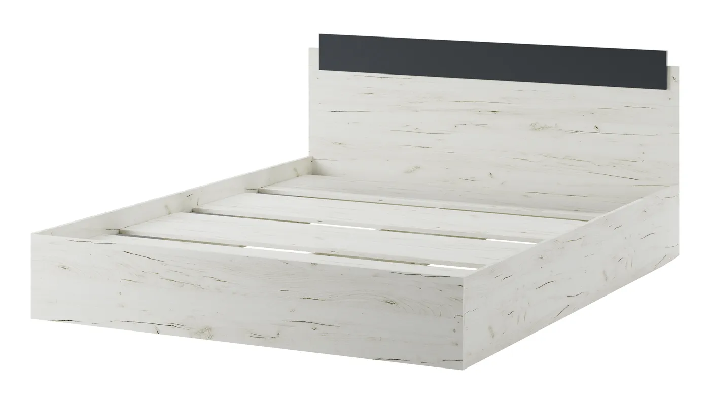Кровать КР-1600 Беатрис с настилом  Дуб Крафт белый-Антрацит