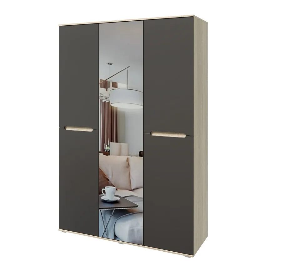 Шкаф 3-х дверный Ким (сонома/графит)